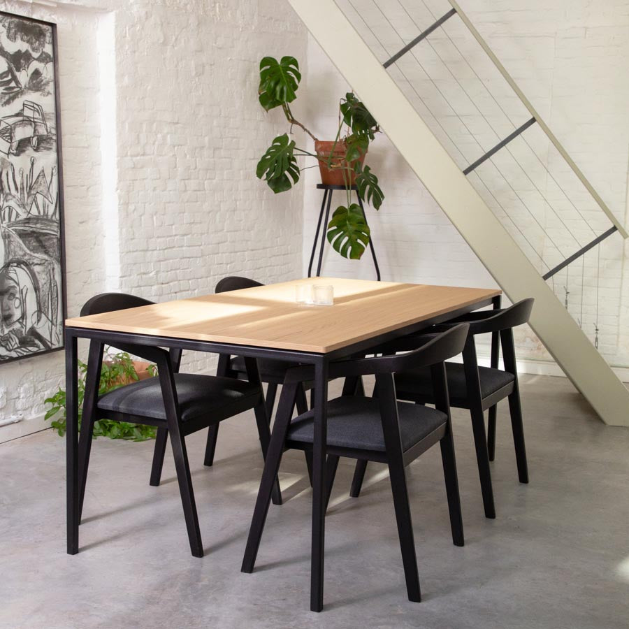 Eettafel Felix - 200 cm - Zwart - Naturel