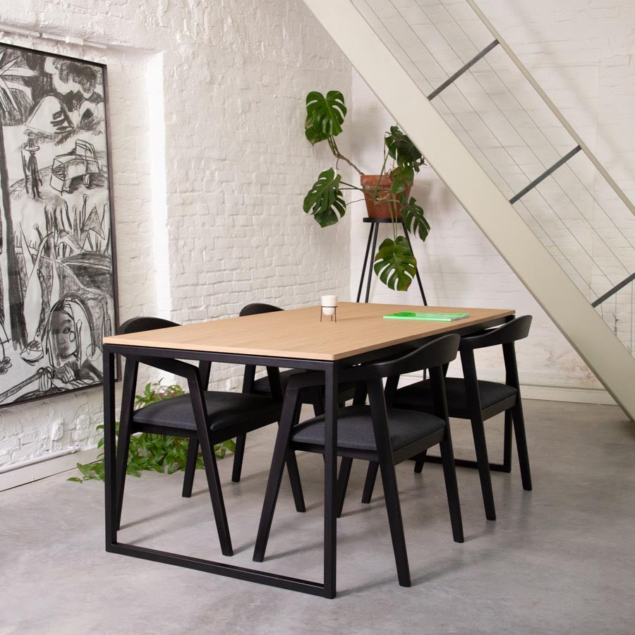 Eettafel Hugo - 200 cm - Zwart - Naturel