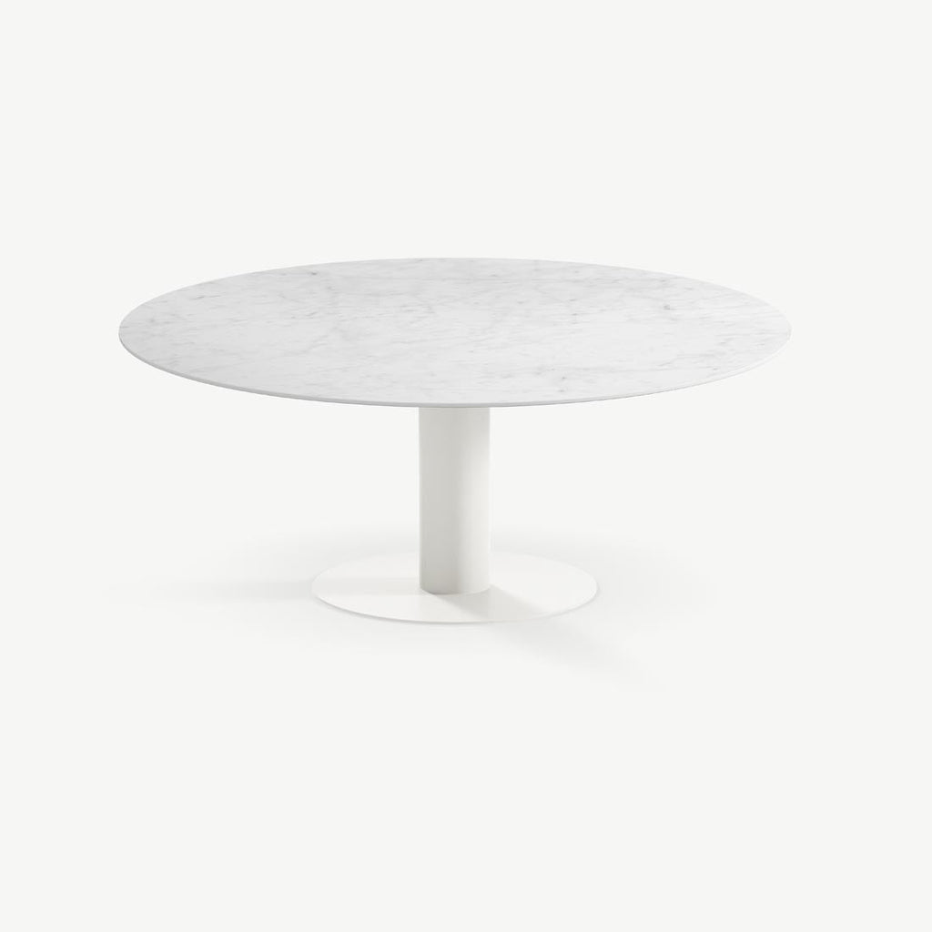 Eettafel Tiele - Ø120 cm - Wit - Carrara