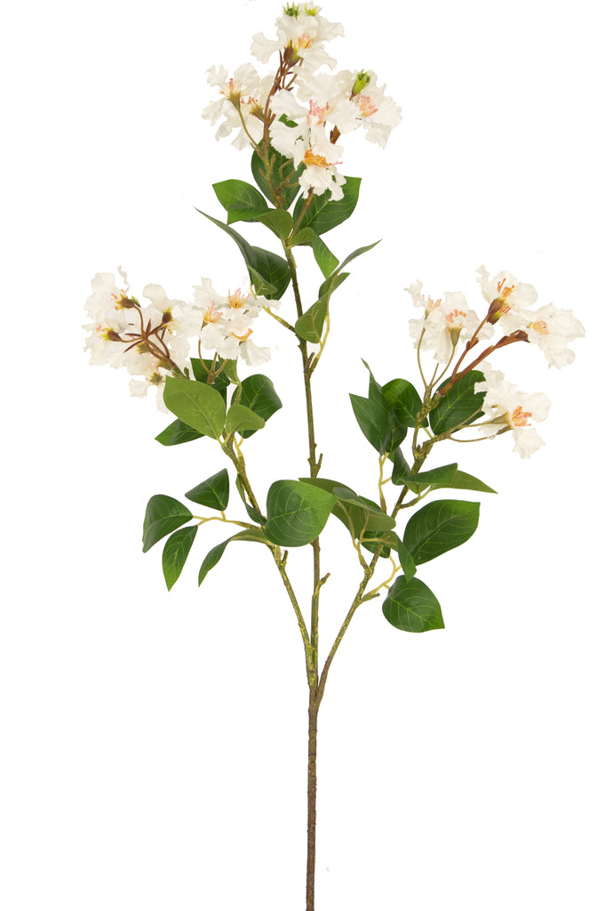 Kunstbloem Lagerstroemia 90 cm wit