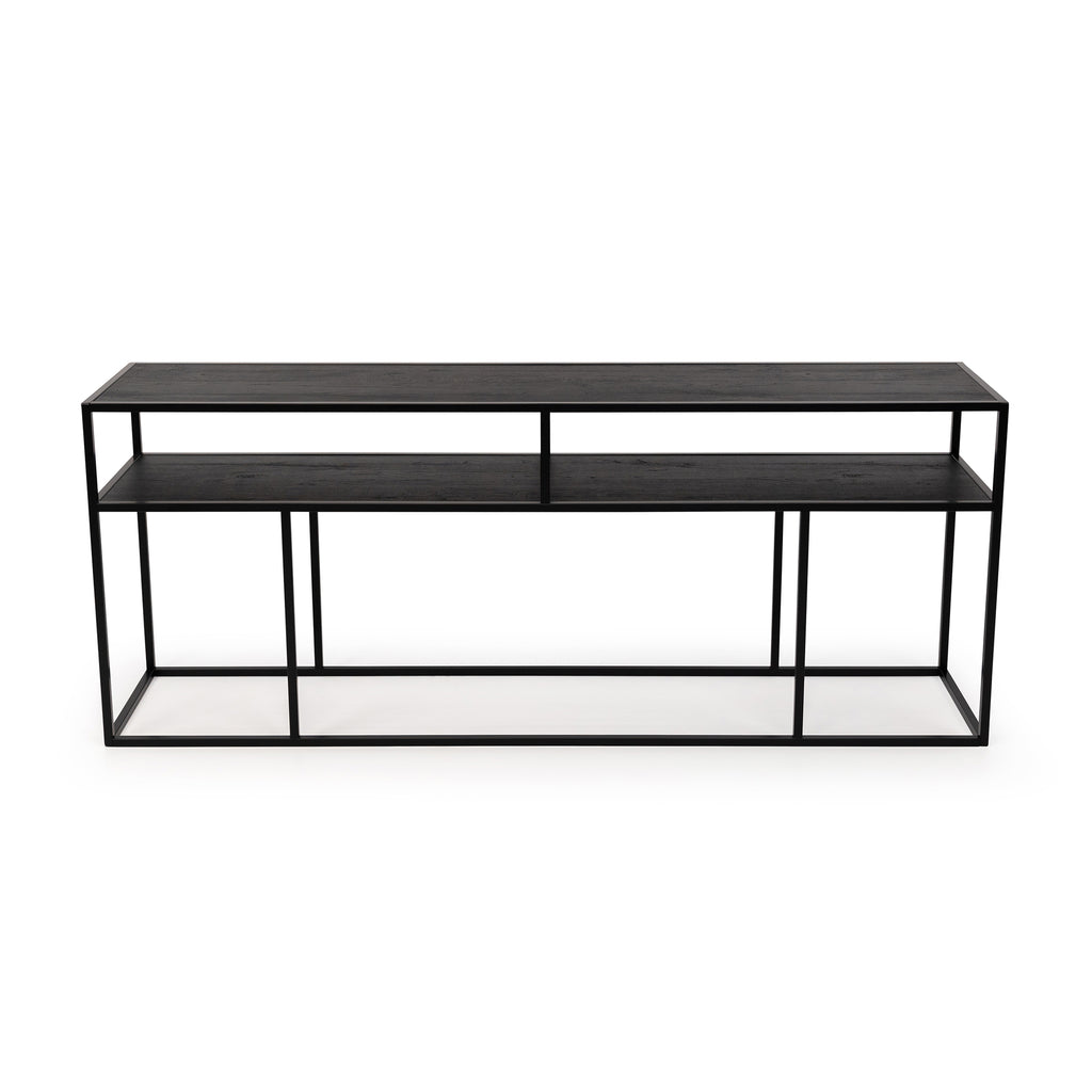 Stalux Side-table 'Teun' 200cm, kleur zwart / zwart eiken